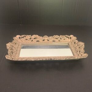 Ornate Resin Vanity Dresser Mirror Tray Floral Scroll
